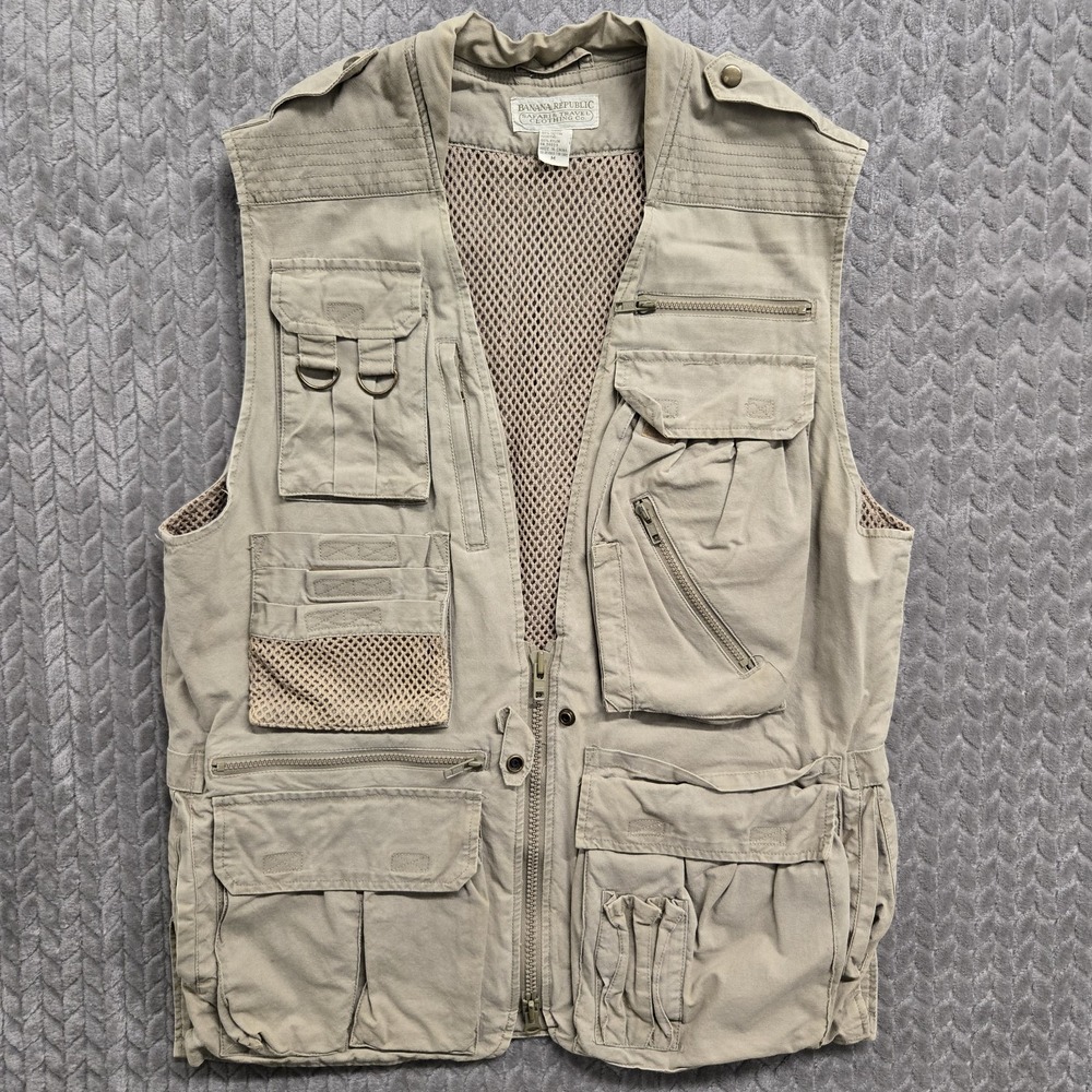 Vintage Banana Republic Safari Photography Shooting Hunting Fishing‎ Vest Medium